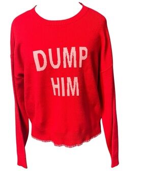 NWT No Comment Dump Him Spell Out Sweater S M Or L